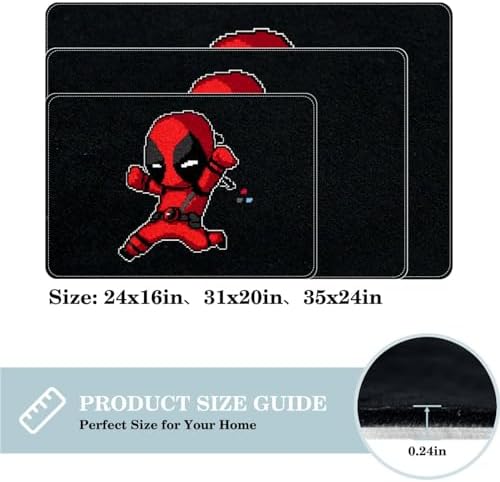 Deadpool Door Carpet Floor Mat with Machine Washable Bath Rugs 60x40cm