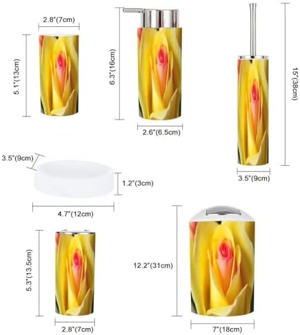 Boho Bathroom Accessory Set 6 Piece Yellow Rose