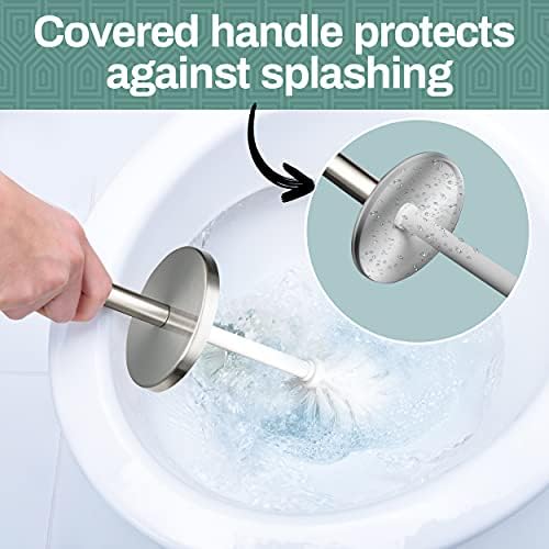 Home Intuition Modern Brushed Stainless Steel Toilet Brush Holder Set 2 Pack