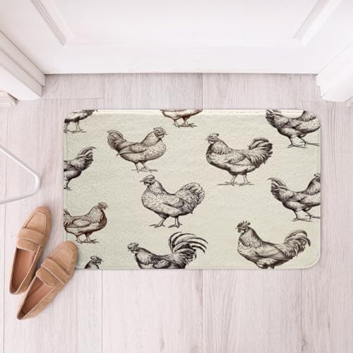 Feelyou 3D Printed Chicken Rooster Bath Mat 16x24 Inch