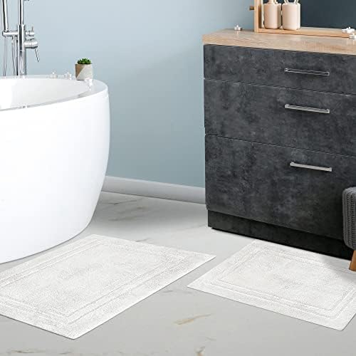 Superior Non-Slip Bath Rug Set 2-Piece White
