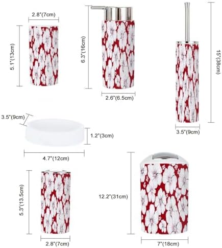 TRANQDEHOM 6-Piece Boho Floral Trash Can Set for Bathroom