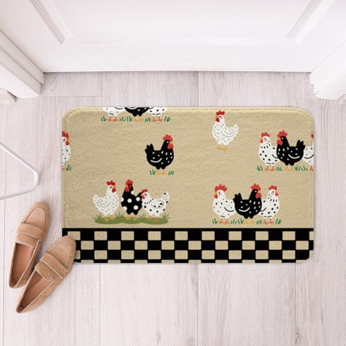 jejeloiu Chicken Bath Mats 16x24 Inch Farmhouse Animal Decor for Kids