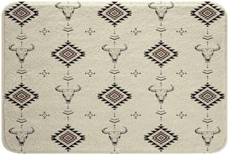 Western Aztec Bathroom Rug 16x24 Non-Slip Farmhouse Mat
