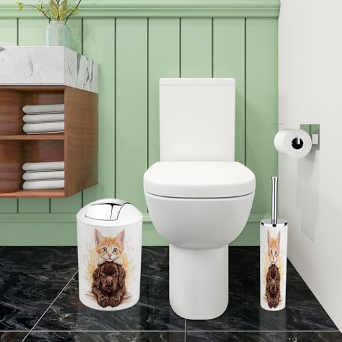 Boho Kitten Puppy Bathroom Accessory Set 6 Piece