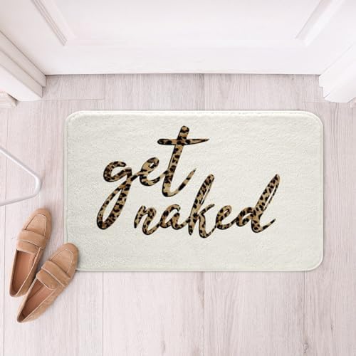 Homewish Get Naked Bath Rug Brown Leopard Print Non-Slip Mat for All
