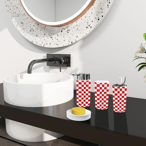 Boho Chess Board Bathroom Accessories Set 6 Piece