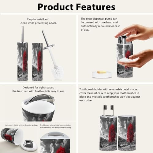 Boho Bathroom Accessory Set 6 Piece Modern Elegant