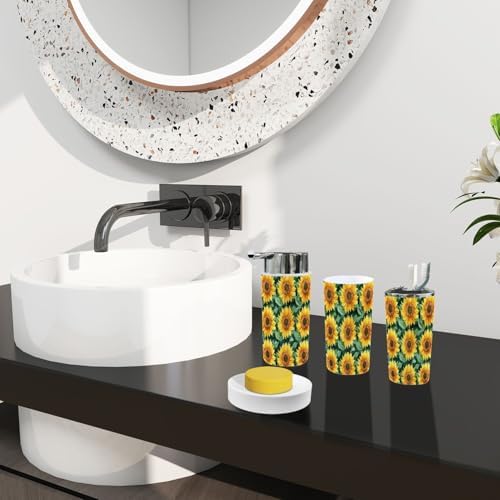 Boho Floral Sunflowers Bathroom Accessories Set 6 Piece