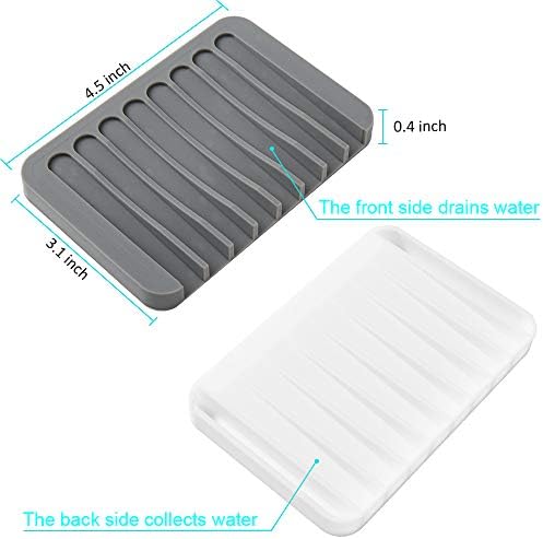 2PCS Soap Dish Holder Non-Slip Silicone Shower Drain