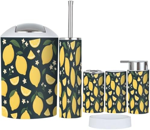 TRANQDEHOM 6-Piece Boho Tropical Bathroom Accessory Set