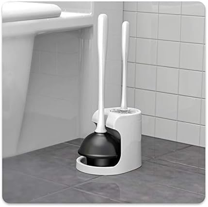 YQBUER Toilet Brush with Holder and Dredge - White Deep Cleaning Kit