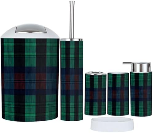 Boho Plaid 6-Piece Bathroom Accessory Set 1