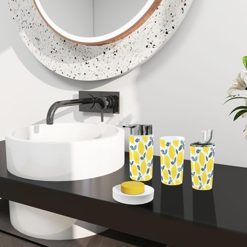 Boho Fresh Lemons Bathroom Accessory Set 6 Piece