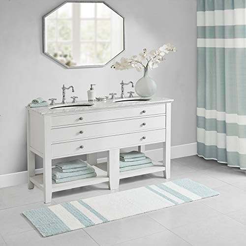 Madison Park Reversible Spa Cotton Bath Rug 24x72 Aqua