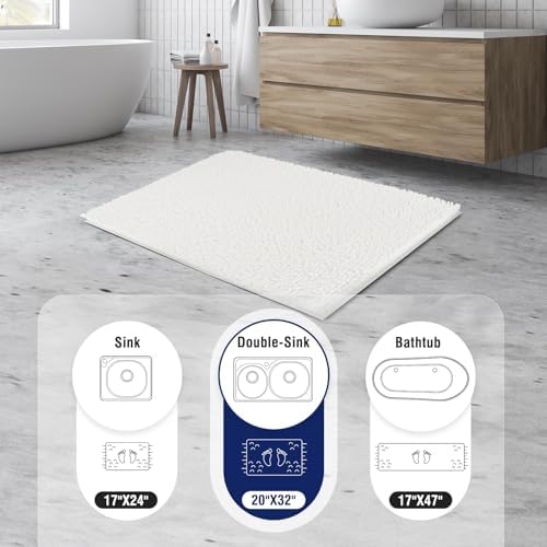 TECHMILLY 32 x 20 Chenille Bath Rug - Soft Non Slip Absorbent