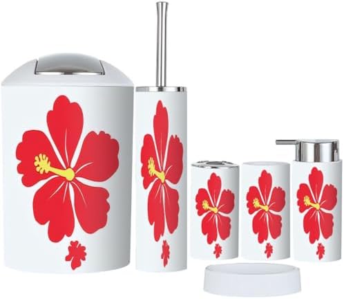 Bathroom Accessory Set 6 Piece Boho Tropical Style