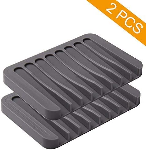 2PCS Soap Dish Holder Non-Slip Silicone Shower Drain
