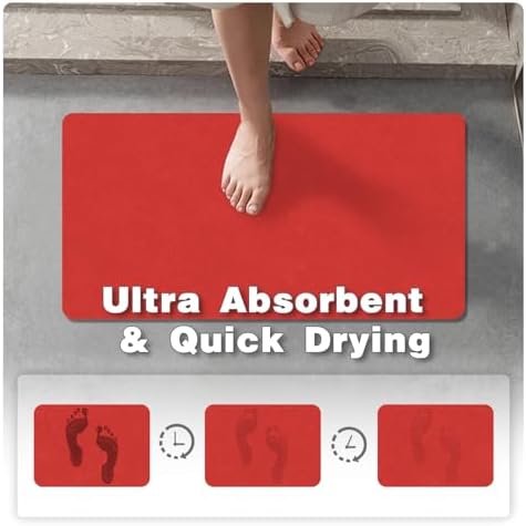 TYUU Christmas Bath Mat Red Non-Slip 12x12 Inches