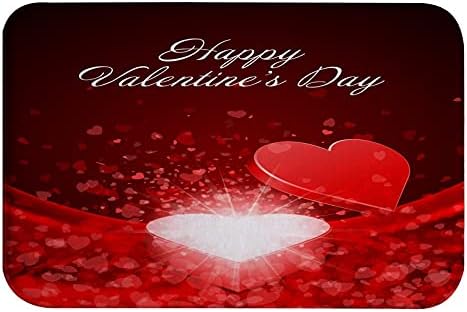 AMonamour Bath Rug with Flying Hearts Valentines Design