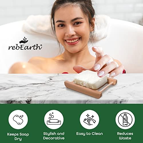 rebEarth Bamboo Soap Bar Holder Square Tray
