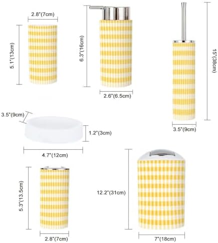 Boho Gingham Bathroom Accessory Set 6 Piece