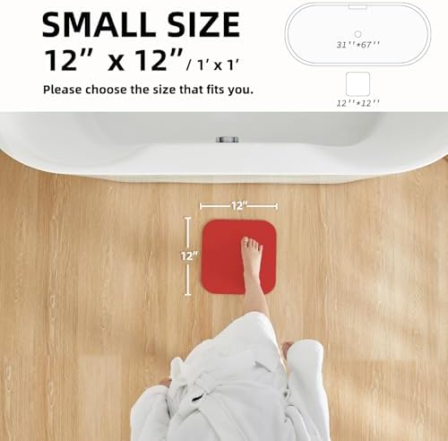 TYUU Christmas Bath Mat Red Non-Slip 12x12 Inches