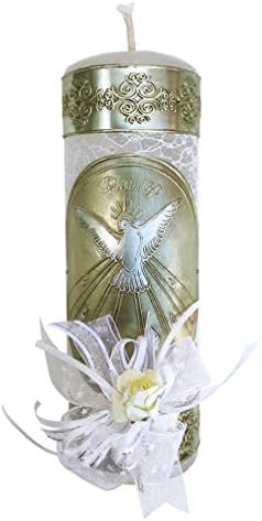 Arcangeles Mexicanos Baptism Candle Set with Wooden Box and Towel