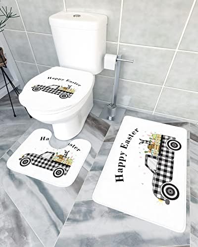 YESOF66 3 Piece Bathroom Rug Set with Non-Slip U Shaped Cover