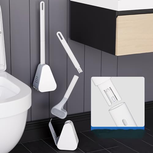 Ymombest 2 Pack Toilet Brush with Holder Flexible Silicone 360 Degree Cleaning Brush Set