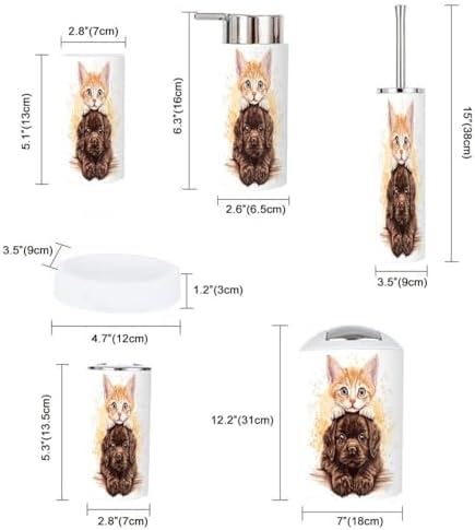 Boho Kitten Puppy Bathroom Accessory Set 6 Piece