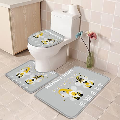 YESOF66 3 Piece Bathroom Rug Set with Non-Slip Mat