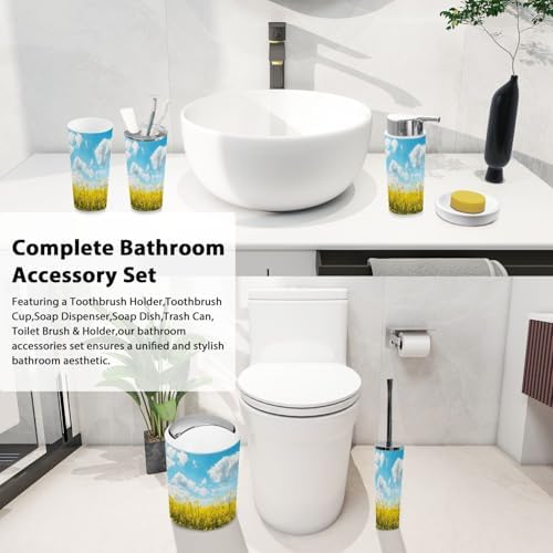 Boho Yellow Bath Accessory Set with 6 Pieces