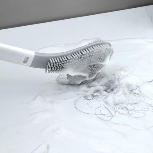 Ymombest 2 Pack Toilet Brush with Holder Flexible Silicone 360 Degree Cleaning Brush Set