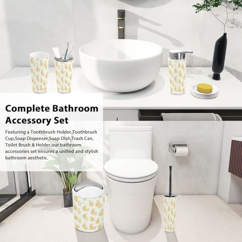 6-Piece Boho Flat Orange Tropical Fruit Bathroom Accessory Set