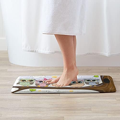 Echoserein Cute Owl Bath Mat Rug for Bathroom