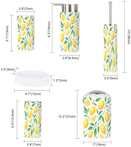Boho Bathroom Accessory Set 6 Piece Lemon Design