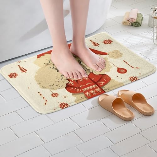 Feelyou 16x24 Christmas Dog Bath Rug with Non-Slip TPR Bottom