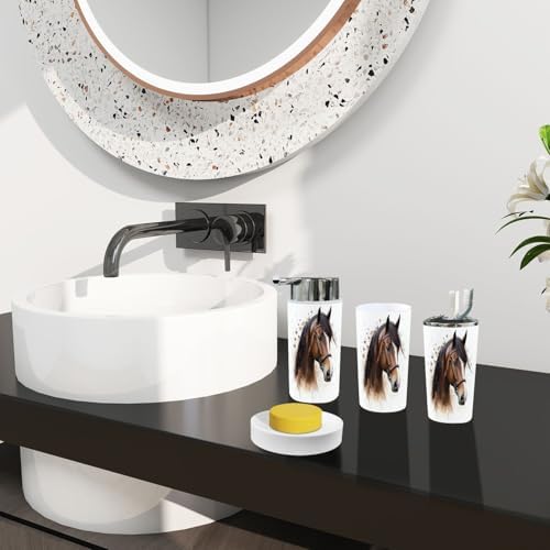 Boho Horse Head Bathroom Accessory Set 6 Piece 1