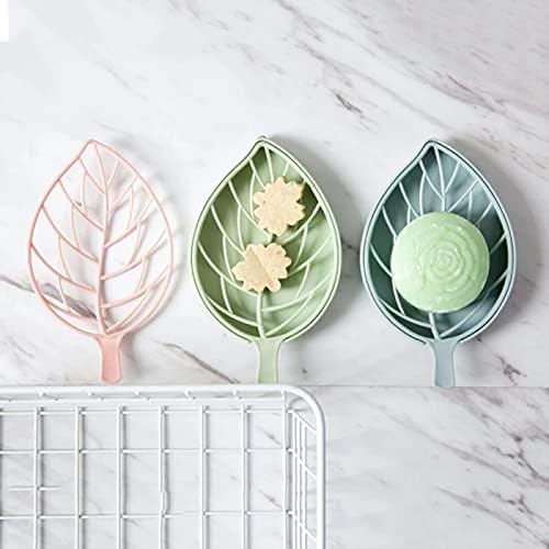 Helenhouse 3pcs Leaf Shape Soap Holder Dish Shower Storage Tray