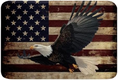 Erosebridal American Flag Bathroom Rug 16x24 Non-Slip Happy Independence Day Doormat for Home