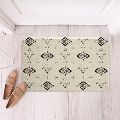 Western Aztec Bathroom Rug 16x24 Non-Slip Farmhouse Mat