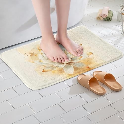 Castle Fairy Gold Floral Bath Rug 16x24 Inch Non Slip Absorbent Mat