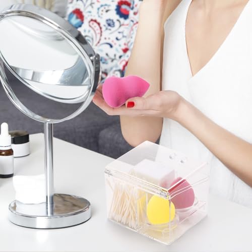 4-Grid Qtip Holder Organizer for Cotton Pads and Makeup Tools