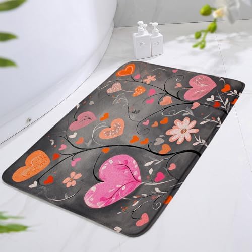 ZZYSKS Valentine Bath Mat 16x24 Inch Pink Love Hearts
