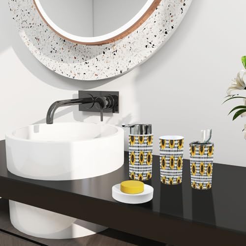 Boho Bright Sunflowers Bathroom Accessory Set 6 Piece 1
