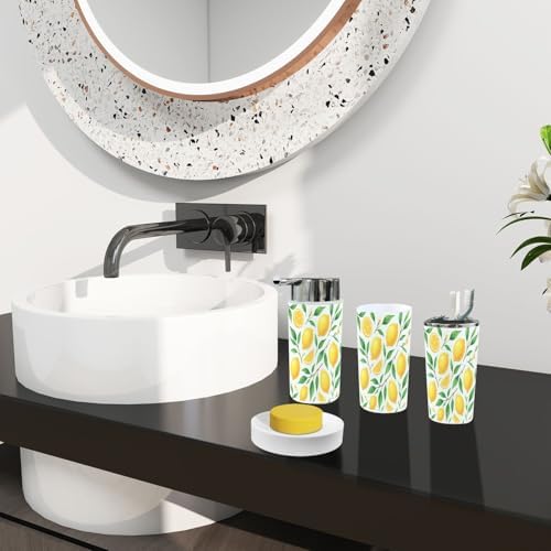 Boho Bathroom Accessory Set 6 Piece Lemon Design