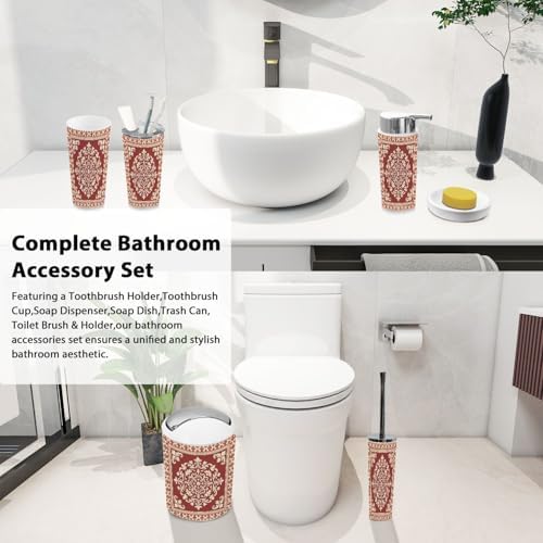 Boho Bathroom Accessory Set 6 Piece Modern Design