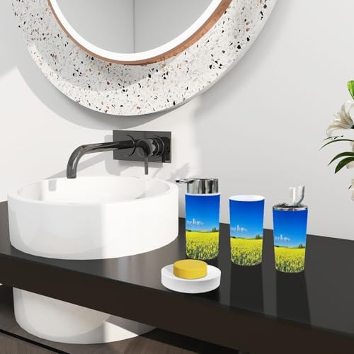 Boho Field Colza Rapeseed Bathroom Accessory Set 6 Piece
