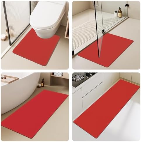 TYUU Christmas Bath Mat Red Non-Slip 12x12 Inches